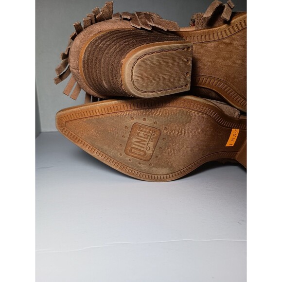 Dingo Tangles Western Bootie Women 7.5M Tan Suede Camel Beige Fringe Pull-on 7.5 - Picture 15 of 16
